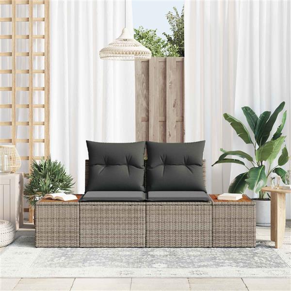 Grote foto vidaxl tuinbank grijs 184 x 62 x 85cm poly rattan tuin en terras tuinmeubelen
