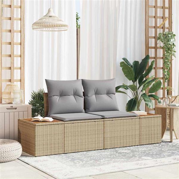 Grote foto vidaxl tuinbank beige 184 x 62 x 85cm poly rattan tuin en terras tuinmeubelen
