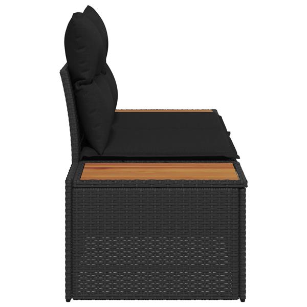 Grote foto vidaxl tuinbank zwart 184 x 62 x 85cm poly rattan tuin en terras tuinmeubelen