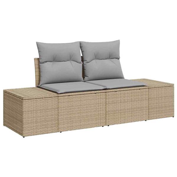 Grote foto vidaxl tuinbank met kussen beige 184 x 62 x 69 cm poly rattan tuin en terras tuinmeubelen