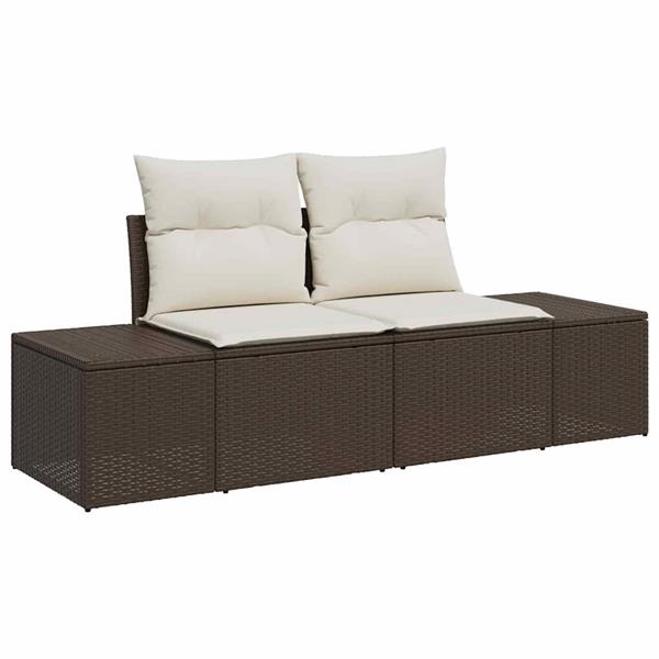 Grote foto vidaxl tuinbank met kussen bruin 184 x 62 x 69 cm poly rattan tuin en terras tuinmeubelen
