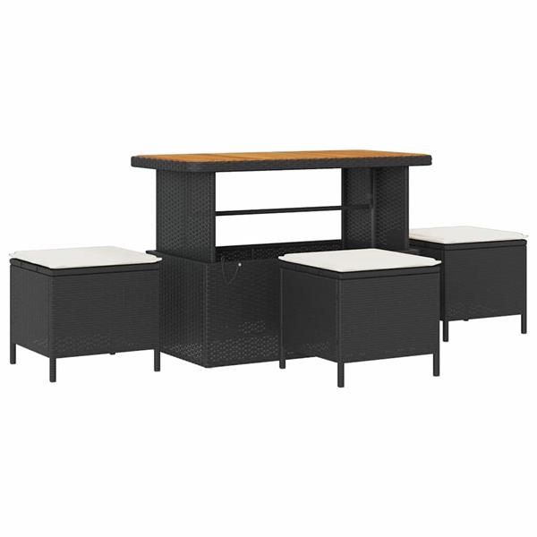 Grote foto vidaxl tuin eettafelset zwart poly rattan tuin en terras tuinmeubelen