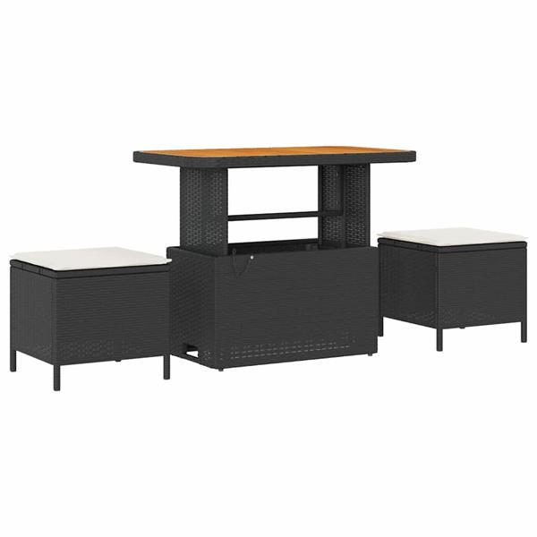 Grote foto vidaxl tuin eettafelset zwart poly rattan tuin en terras tuinmeubelen