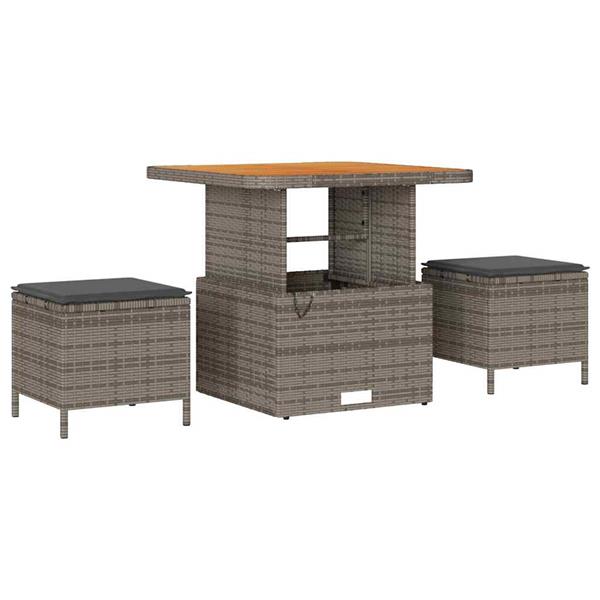 Grote foto vidaxl tuin eettafelset grijs poly rattan tuin en terras tuinmeubelen