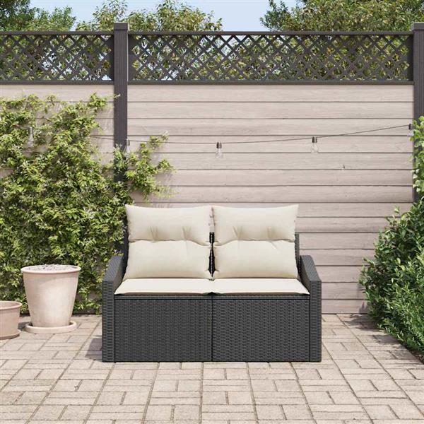 Grote foto vidaxl tuinbank met kussen 123 x 62 x 69 cm poly rattan tuin en terras tuinmeubelen