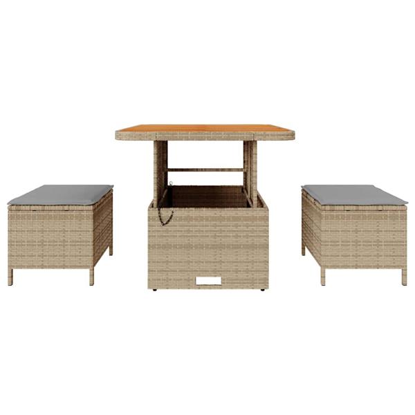 Grote foto vidaxl tuin eettafelset beige poly rattan tuin en terras tuinmeubelen