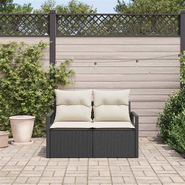 Grote foto vidaxl tuinbank met kussen 120 x 62 x 69 cm poly rattan tuin en terras tuinmeubelen