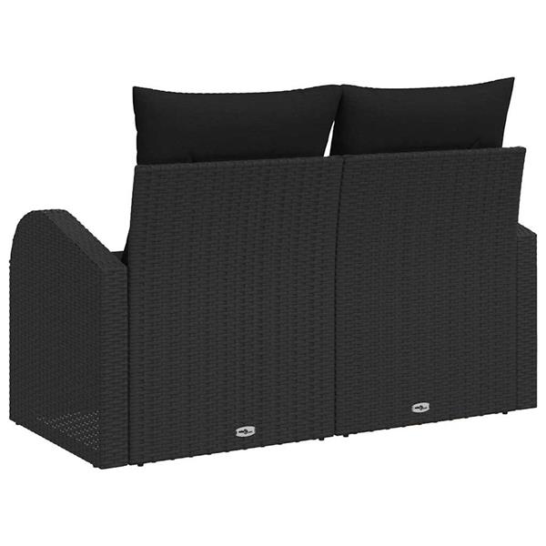 Grote foto vidaxl tuinbank met kussen zwart 124 x 62 x 69cm poly rattan tuin en terras tuinmeubelen
