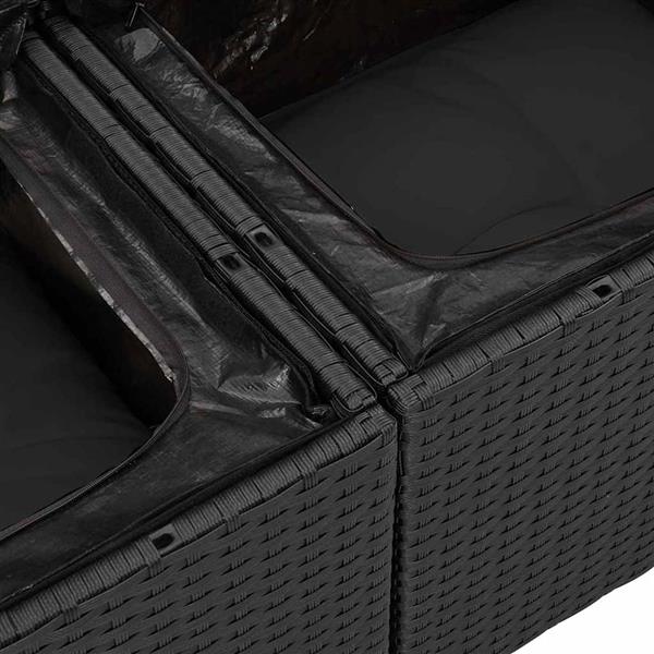 Grote foto vidaxl tuinbank met kussen zwart 124 x 62 x 69cm poly rattan tuin en terras tuinmeubelen