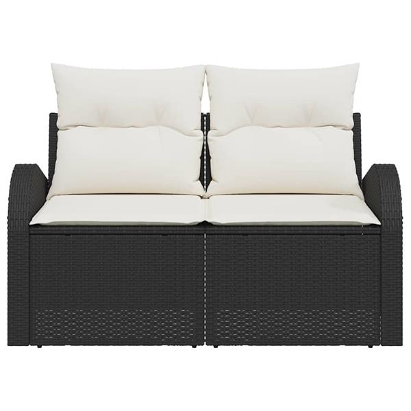 Grote foto vidaxl tuinbank met kussen zwart 124 x 62 x 69cm poly rattan tuin en terras tuinmeubelen