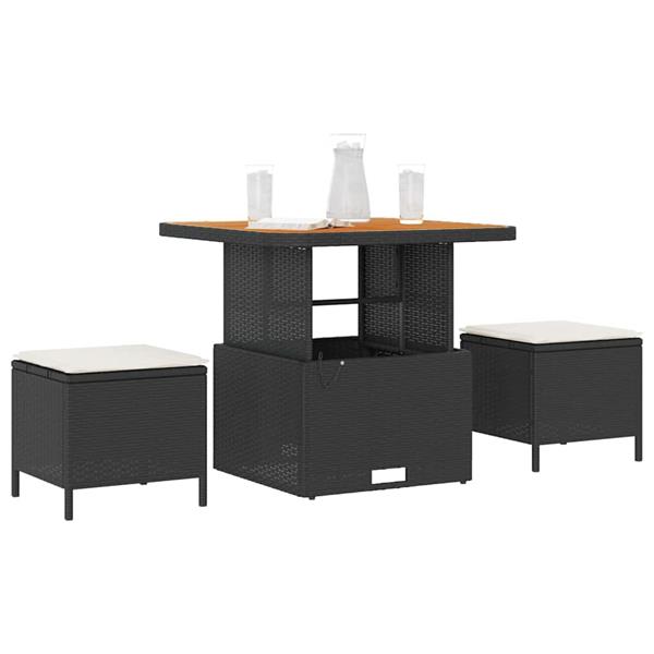 Grote foto vidaxl tuin eettafelset zwart poly rattan tuin en terras tuinmeubelen