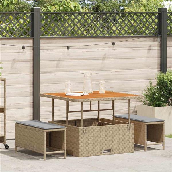 Grote foto vidaxl tuin eettafelset beige poly rattan tuin en terras tuinmeubelen