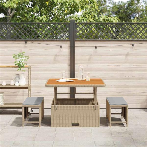 Grote foto vidaxl tuin eettafelset beige poly rattan tuin en terras tuinmeubelen