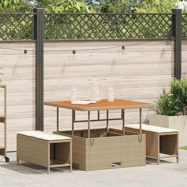 Grote foto vidaxl tuin eettafelset beige poly rattan tuin en terras tuinmeubelen