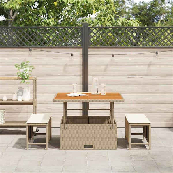 Grote foto vidaxl tuin eettafelset beige poly rattan tuin en terras tuinmeubelen