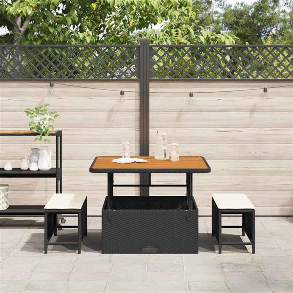 Grote foto vidaxl tuin eettafelset zwart poly rattan tuin en terras tuinmeubelen