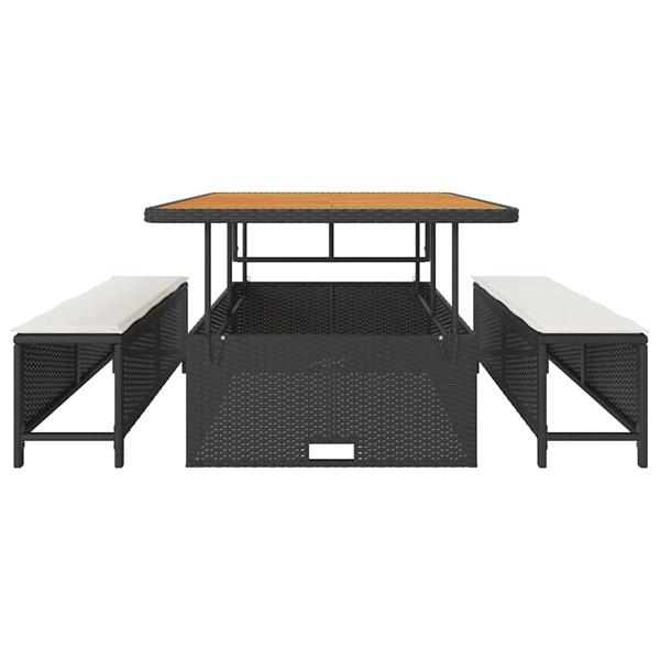 Grote foto vidaxl tuin eettafelset zwart poly rattan tuin en terras tuinmeubelen