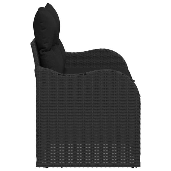 Grote foto vidaxl tuinbank met kussen zwart 121 x 62 x 69cm poly rattan tuin en terras tuinmeubelen