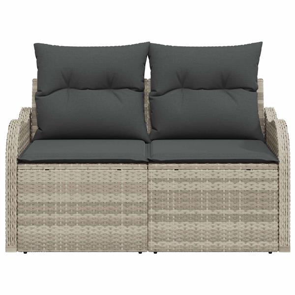 Grote foto vidaxl tuinbank met kussen lichtgrijs 121 x 62 x 69cm poly rattan tuin en terras tuinmeubelen