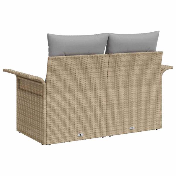 Grote foto vidaxl tuinbank met kussen beige 141 x 62 x 69cm poly rattan tuin en terras tuinmeubelen