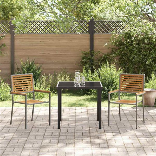Grote foto vidaxl tuinstapelstoelen 2 pcs bruin en grijs 54 x 56 x 90 cm tuin en terras tuinmeubelen