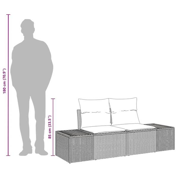 Grote foto vidaxl tuinbank met kussen grijs 184 x 62 x 69 cm poly rattan tuin en terras tuinmeubelen