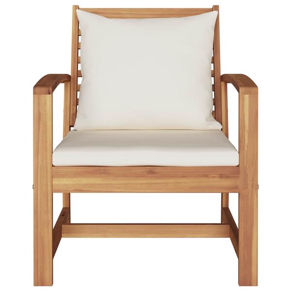 Grote foto vidaxl stoel 2 stuk bruin en cr me 65 x 60 x 76 5 cm massief teakhout tuin en terras tuinmeubelen