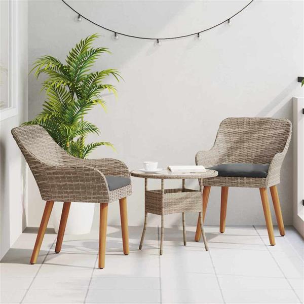 Grote foto vidaxl tuinstoel met kussen 2 pcs zwart 62 5 x 55 x 82 cm poly rattan tuin en terras tuinmeubelen