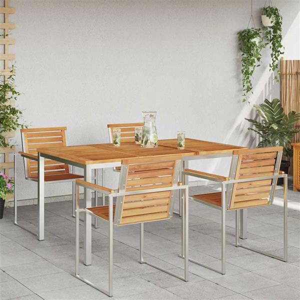Grote foto vidaxl eettafel bruin 150 x 90 x 75 cm massief teakhout tuin en terras tuinmeubelen