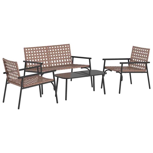 Grote foto vidaxl tuin eettafelset 4 pcs bruin poly rattan tuin en terras tuinmeubelen