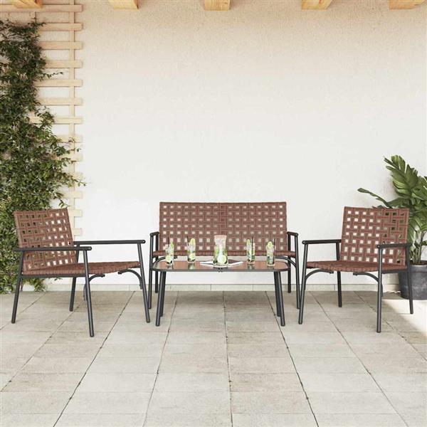 Grote foto vidaxl tuin eettafelset 4 pcs bruin poly rattan tuin en terras tuinmeubelen