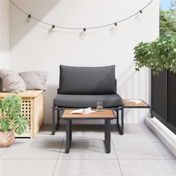 Grote foto vidaxl tuinbankenset 2 pcs antraciet staal tuin en terras tuinmeubelen