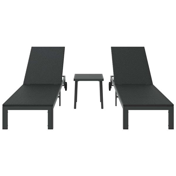 Grote foto vidaxl ligstoel 2 persoon 3 pcs zwart poly rattan tuin en terras tuinmeubelen