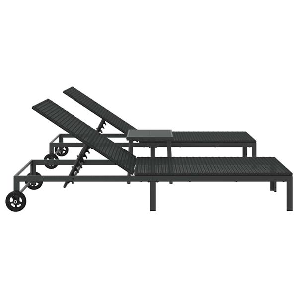 Grote foto vidaxl ligstoel 2 persoon 3 pcs zwart poly rattan tuin en terras tuinmeubelen