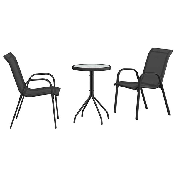 Grote foto vidaxl tuin bistro set 3 pcs zwart staal tuin en terras tuinmeubelen
