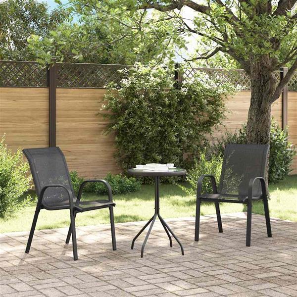 Grote foto vidaxl tuin bistro set 3 pcs zwart staal tuin en terras tuinmeubelen