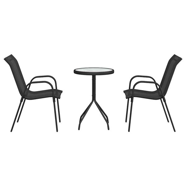 Grote foto vidaxl tuin bistro set 3 pcs zwart staal tuin en terras tuinmeubelen