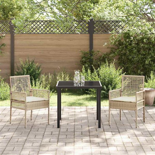 Grote foto vidaxl tuinstoel met kussen 2 pcs beige 55 x 53 x 85 cm poly rattan tuin en terras tuinmeubelen