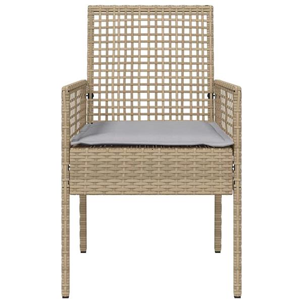 Grote foto vidaxl tuinstoel met kussen 2 pcs beige 55 x 53 x 85 cm poly rattan tuin en terras tuinmeubelen