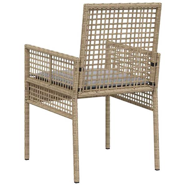 Grote foto vidaxl tuinstoel met kussen 2 pcs beige 55 x 53 x 85 cm poly rattan tuin en terras tuinmeubelen