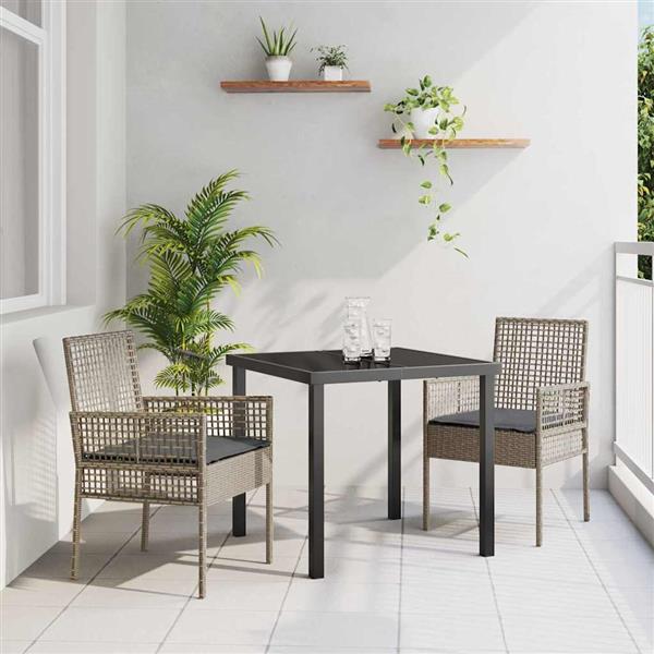 Grote foto vidaxl tuinstoel met kussen 2 pcs grijs 55 x 53 x 85 cm poly rattan tuin en terras tuinmeubelen