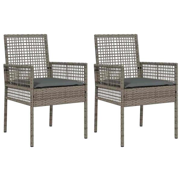 Grote foto vidaxl tuinstoel met kussen 2 pcs grijs 55 x 53 x 85 cm poly rattan tuin en terras tuinmeubelen
