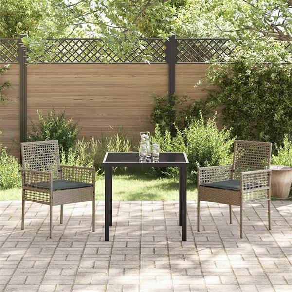 Grote foto vidaxl tuinstoel met kussen 2 pcs grijs 55 x 53 x 85 cm poly rattan tuin en terras tuinmeubelen