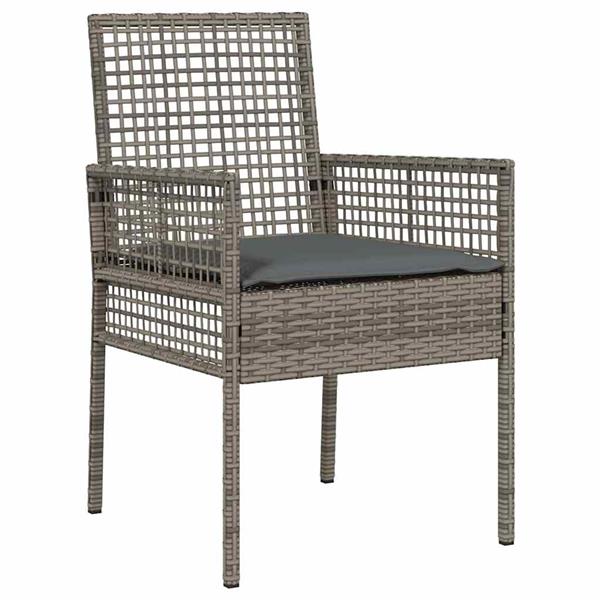 Grote foto vidaxl tuinstoel met kussen 2 pcs grijs 55 x 53 x 85 cm poly rattan tuin en terras tuinmeubelen