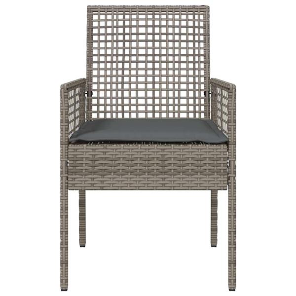 Grote foto vidaxl tuinstoel met kussen 2 pcs grijs 55 x 53 x 85 cm poly rattan tuin en terras tuinmeubelen
