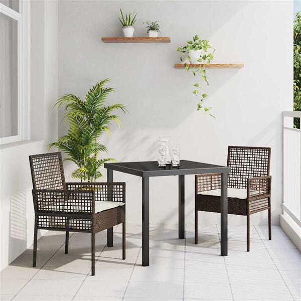 Grote foto vidaxl tuinstoel met kussen 2 pcs bruin 55 x 53 x 85 cm poly rattan tuin en terras tuinmeubelen