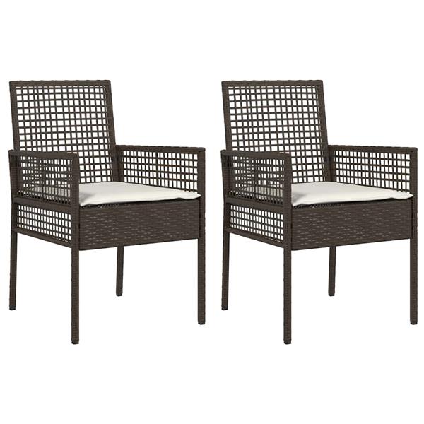 Grote foto vidaxl tuinstoel met kussen 2 pcs bruin 55 x 53 x 85 cm poly rattan tuin en terras tuinmeubelen