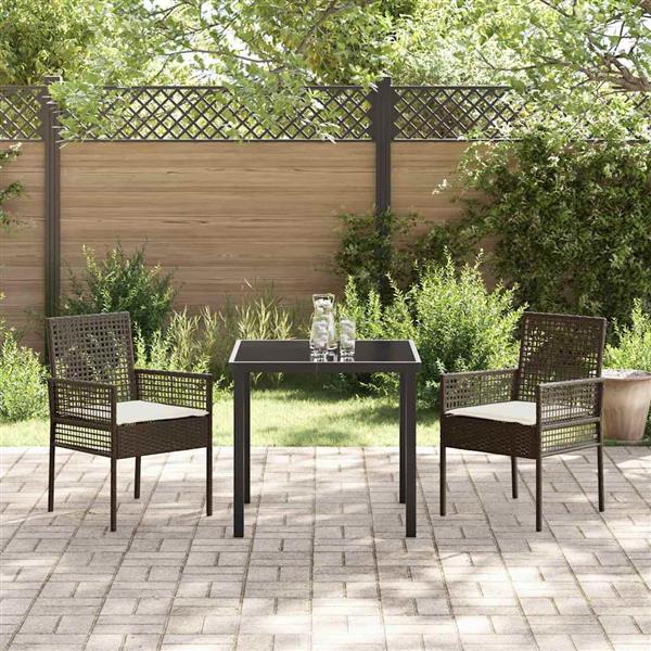 Grote foto vidaxl tuinstoel met kussen 2 pcs bruin 55 x 53 x 85 cm poly rattan tuin en terras tuinmeubelen