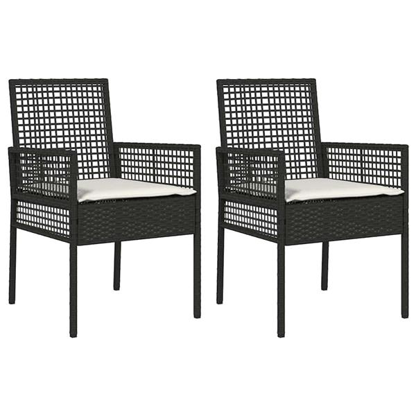 Grote foto vidaxl tuinstoel met kussen 2 pcs zwart 55 x 53 x 85 cm poly rattan tuin en terras tuinmeubelen