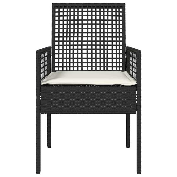 Grote foto vidaxl tuinstoel met kussen 2 pcs zwart 55 x 53 x 85 cm poly rattan tuin en terras tuinmeubelen